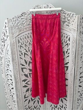 Allison New York Lightweight Pink Floral Midi Skirt Boho Size 0